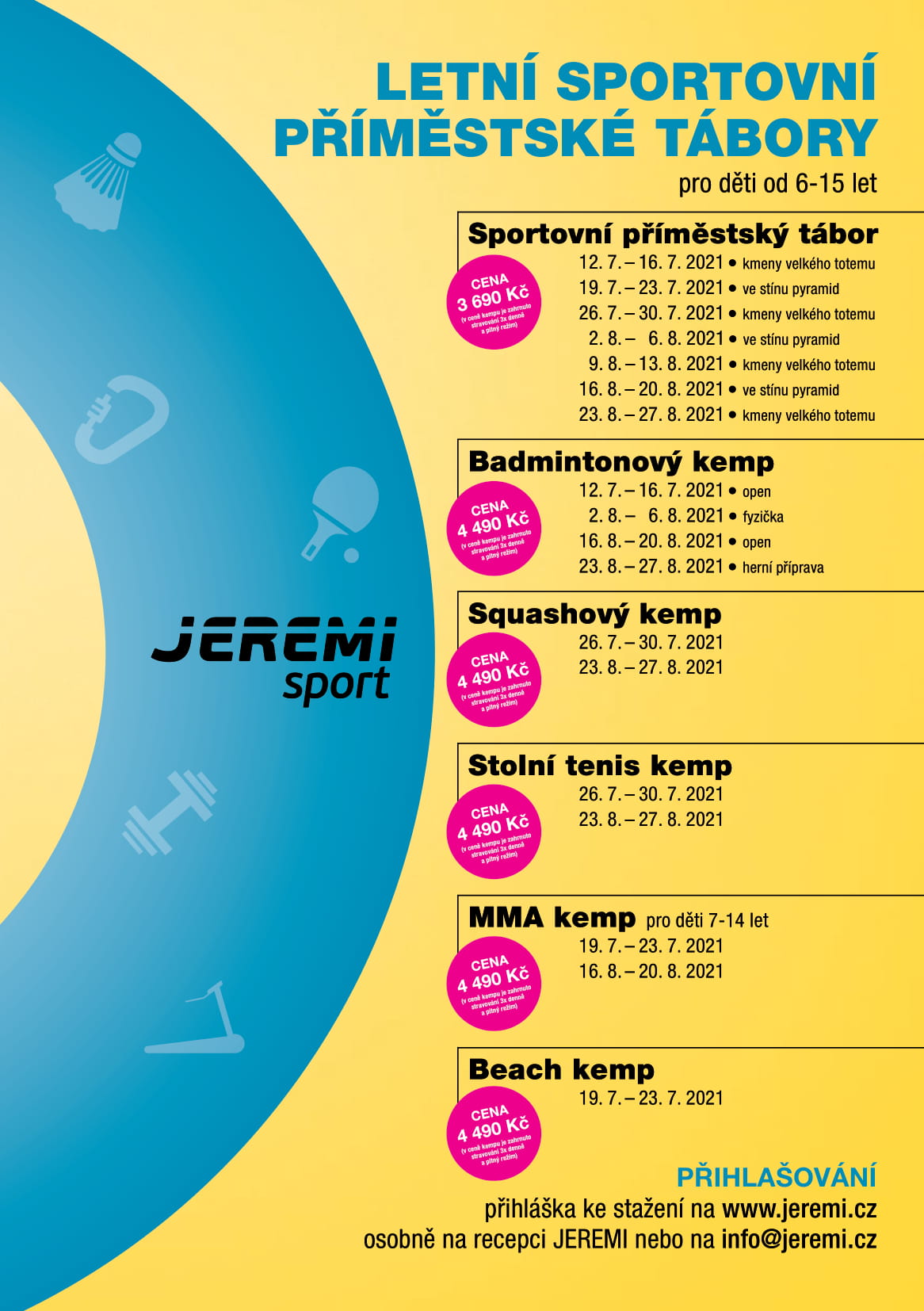 Leták letní kempy tábory JEREMI 2021-1